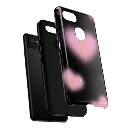 Black and Pink Blurry Heart Phone Case