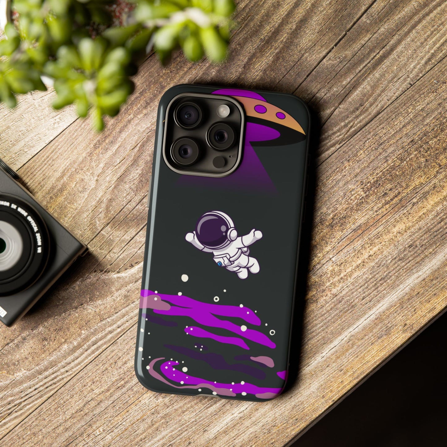 Black and Purple Minimalist Modern Space Phone Case