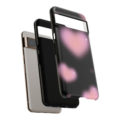 Black and Pink Blurry Heart Phone Case
