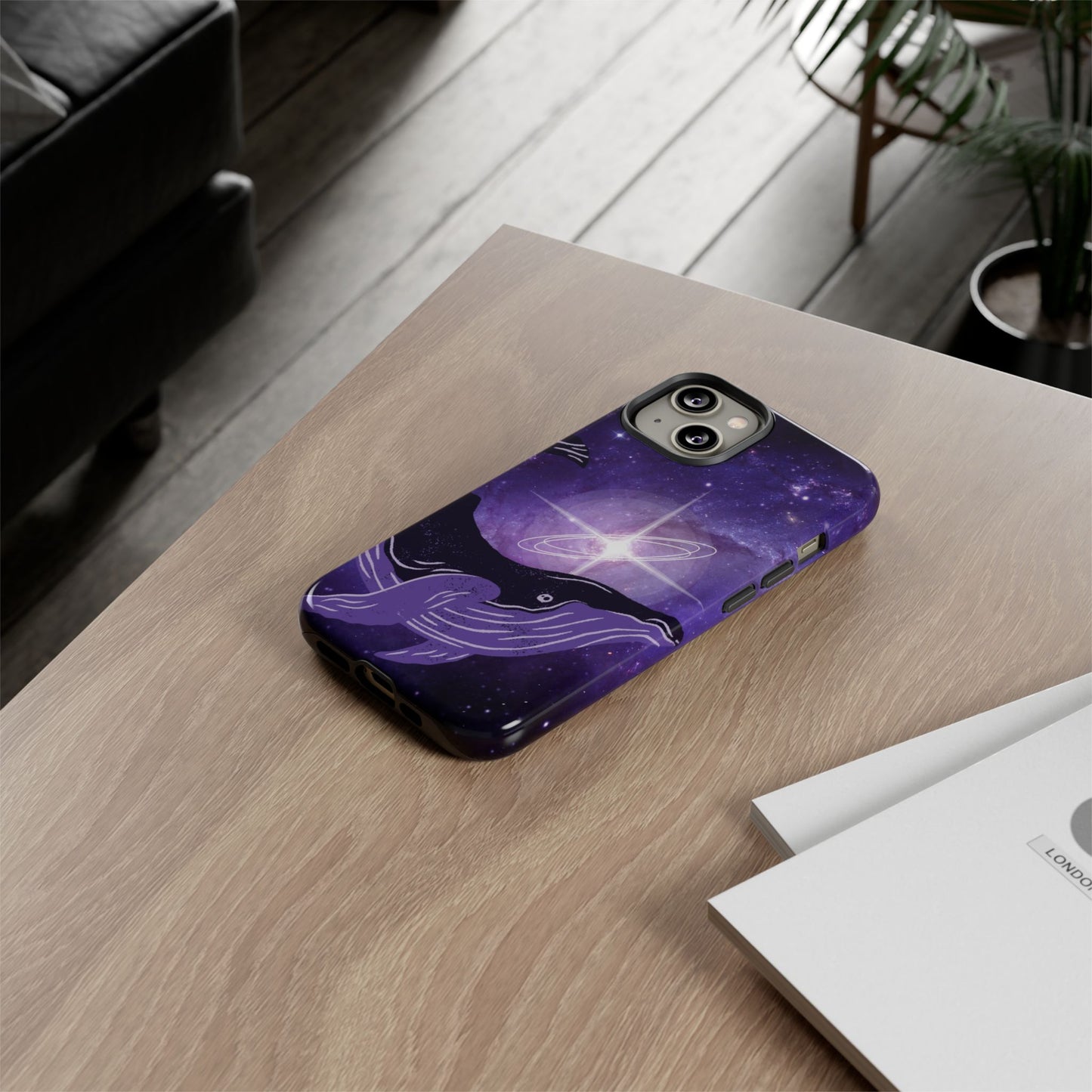 Purple Whale in Outer Space Phone Case
