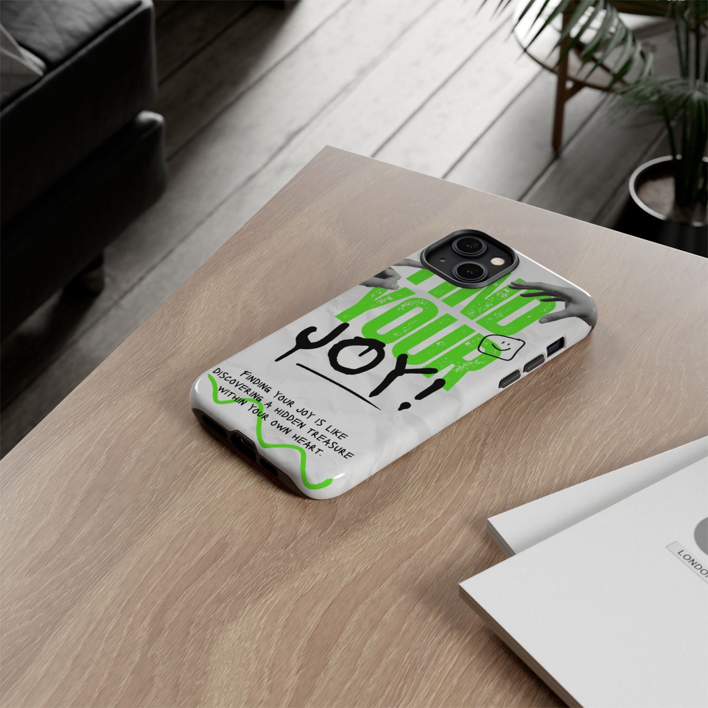White Green Grunge Find Your Joy Phone Case