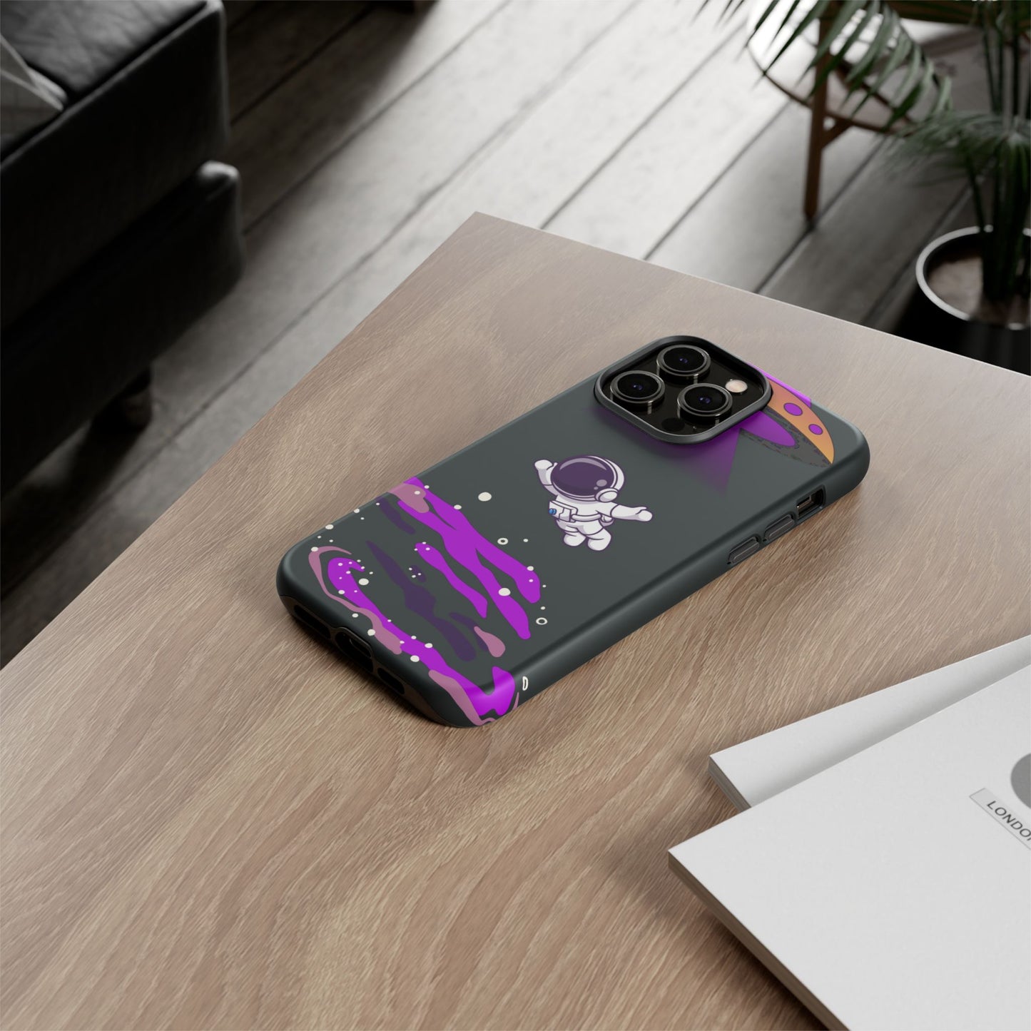 Black and Purple Minimalist Modern Space Phone Case