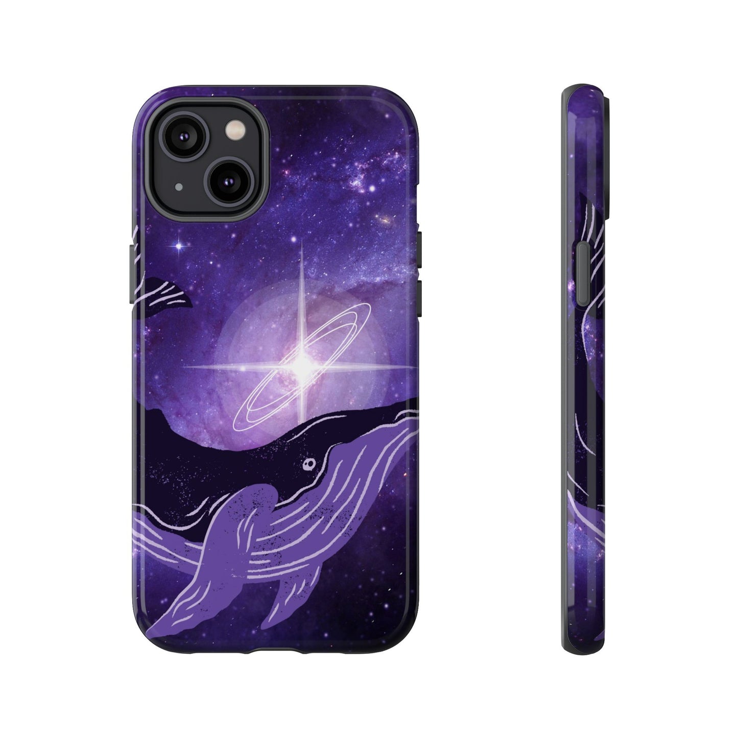 Purple Whale in Outer Space Phone Case