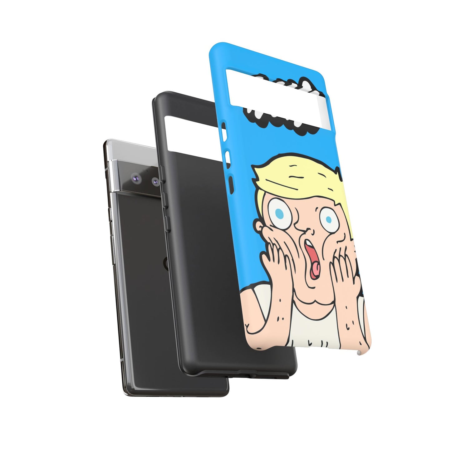 Blue Illustrated Shocked Man Phone Case