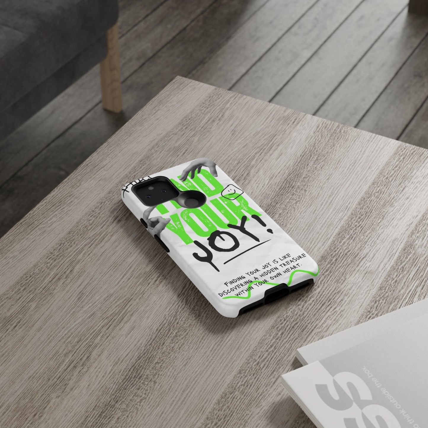 White Green Grunge Find Your Joy Phone Case
