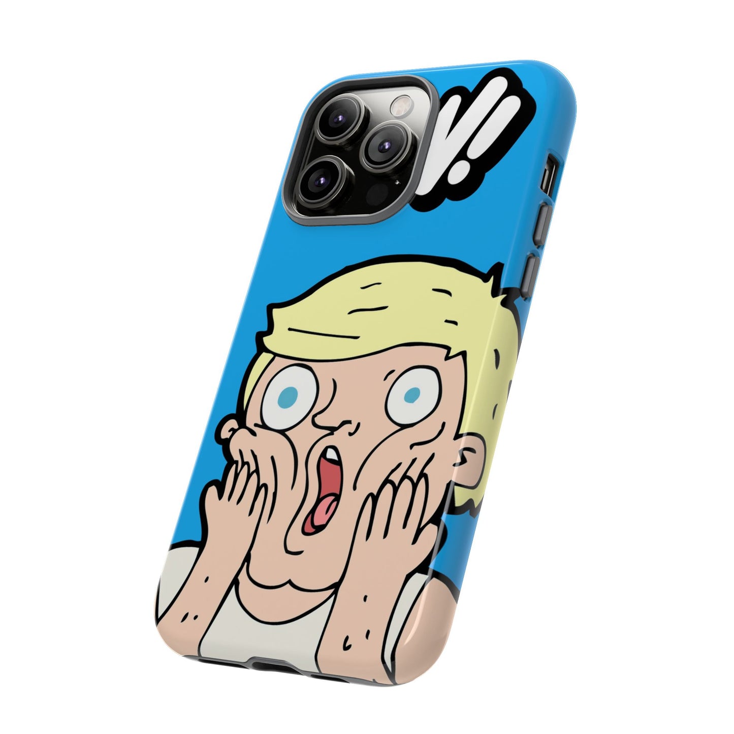 Blue Illustrated Shocked Man Phone Case