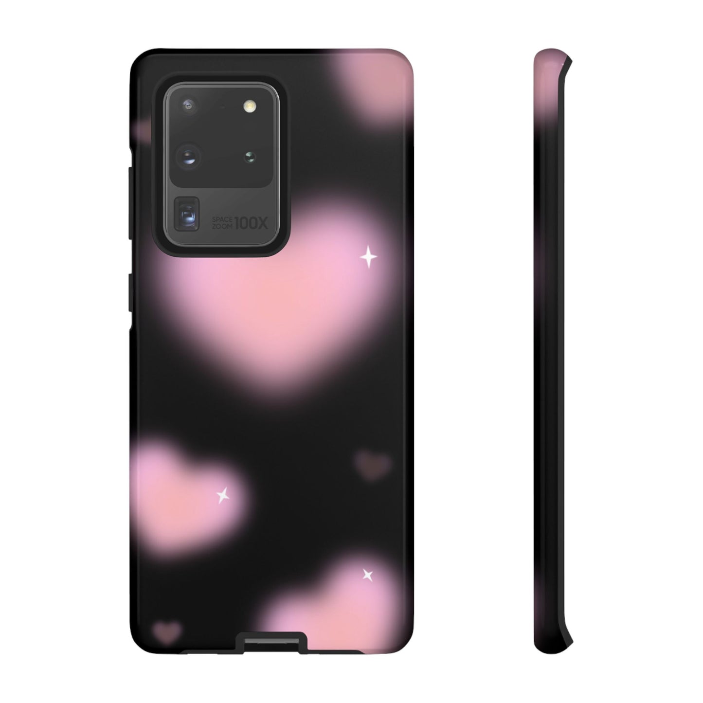 Black and Pink Blurry Heart Phone Case
