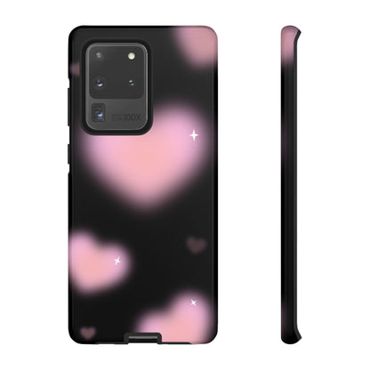Black and Pink Blurry Heart Phone Case