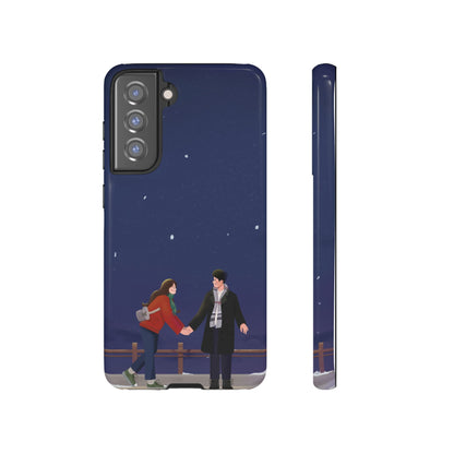 Blue Illustrated Couple and Night Sky Phone Case