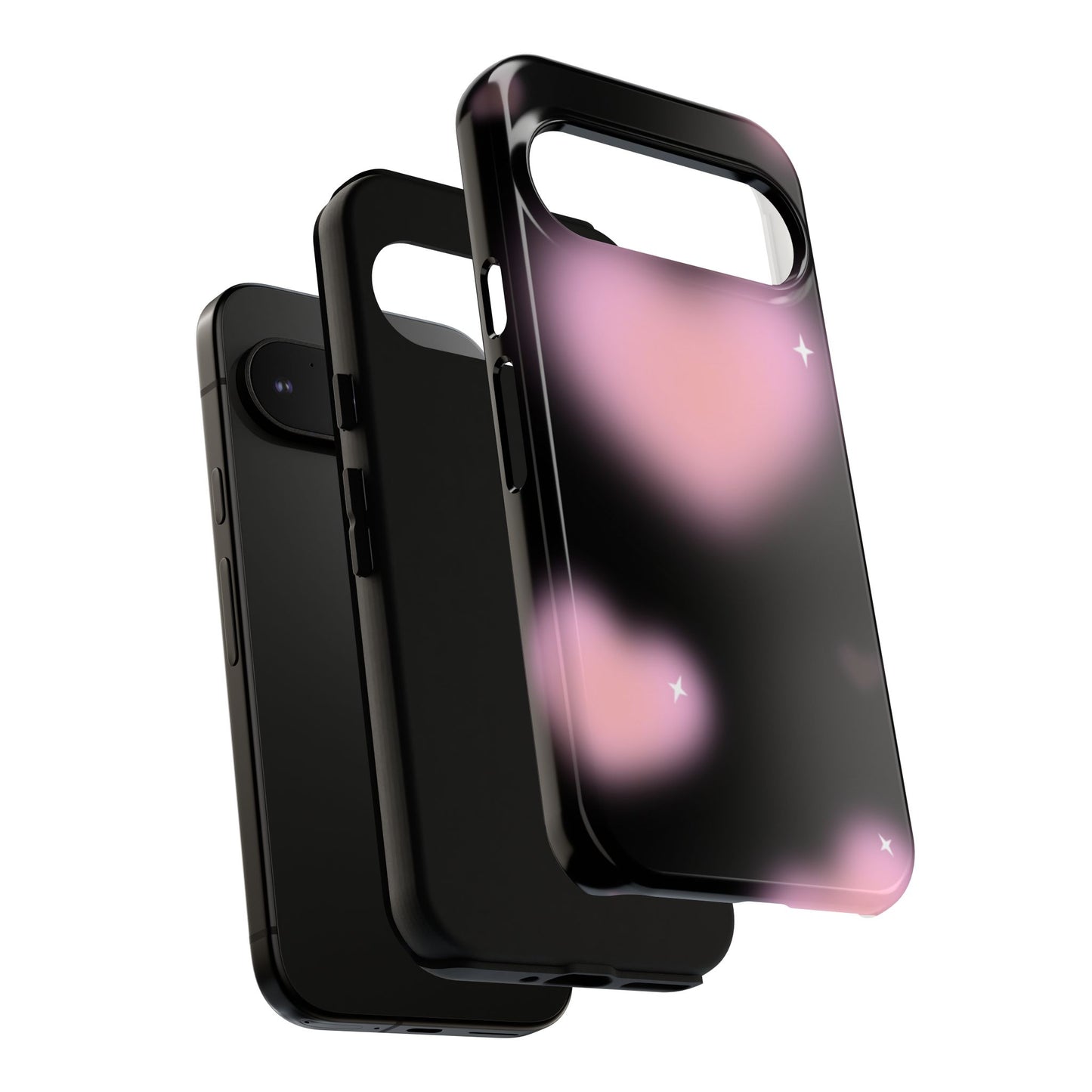 Black and Pink Blurry Heart Phone Case