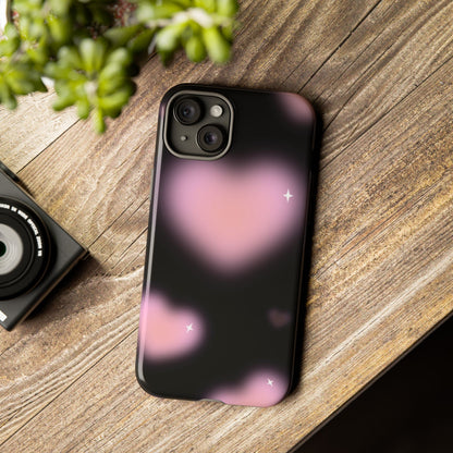 Black and Pink Blurry Heart Phone Case
