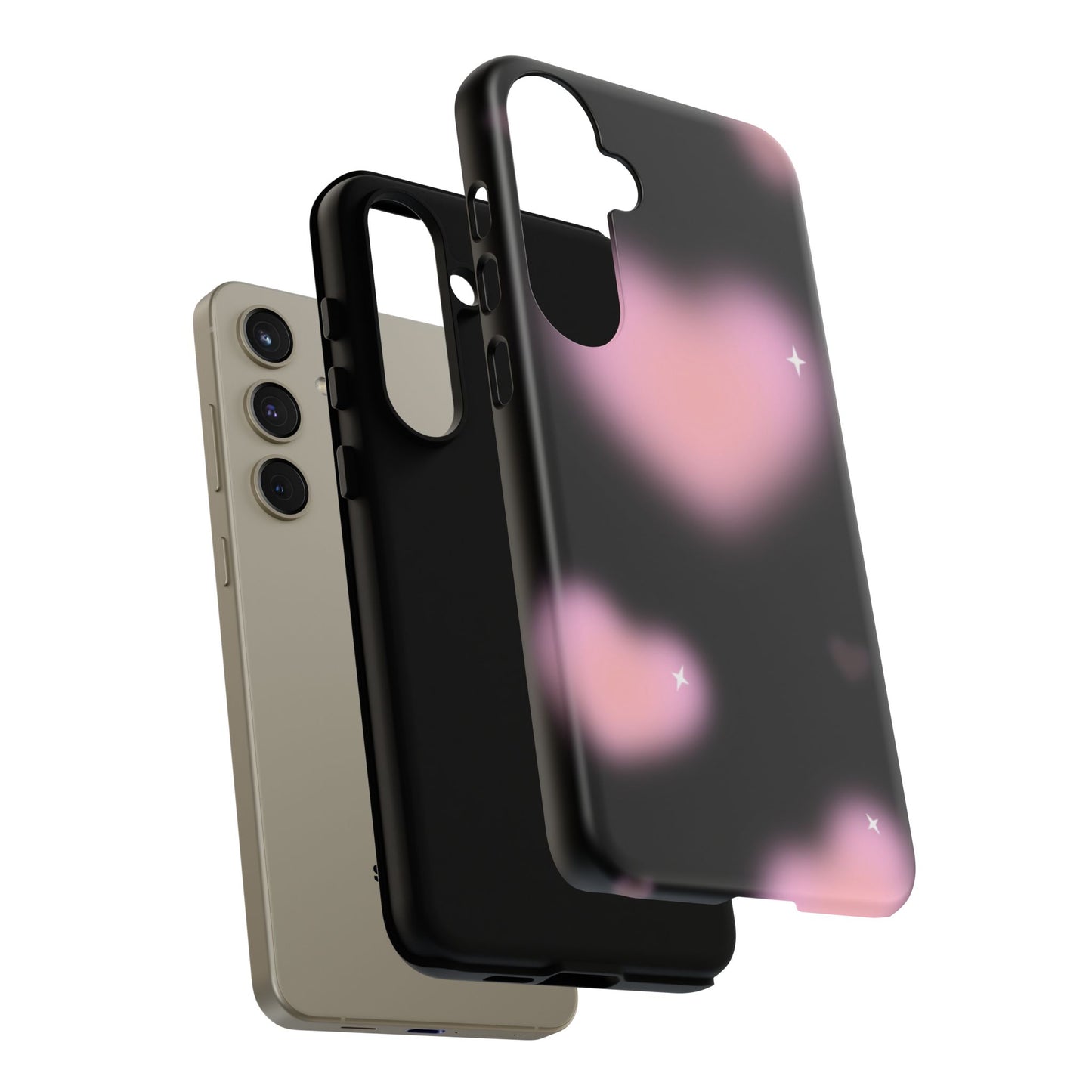 Black and Pink Blurry Heart Phone Case