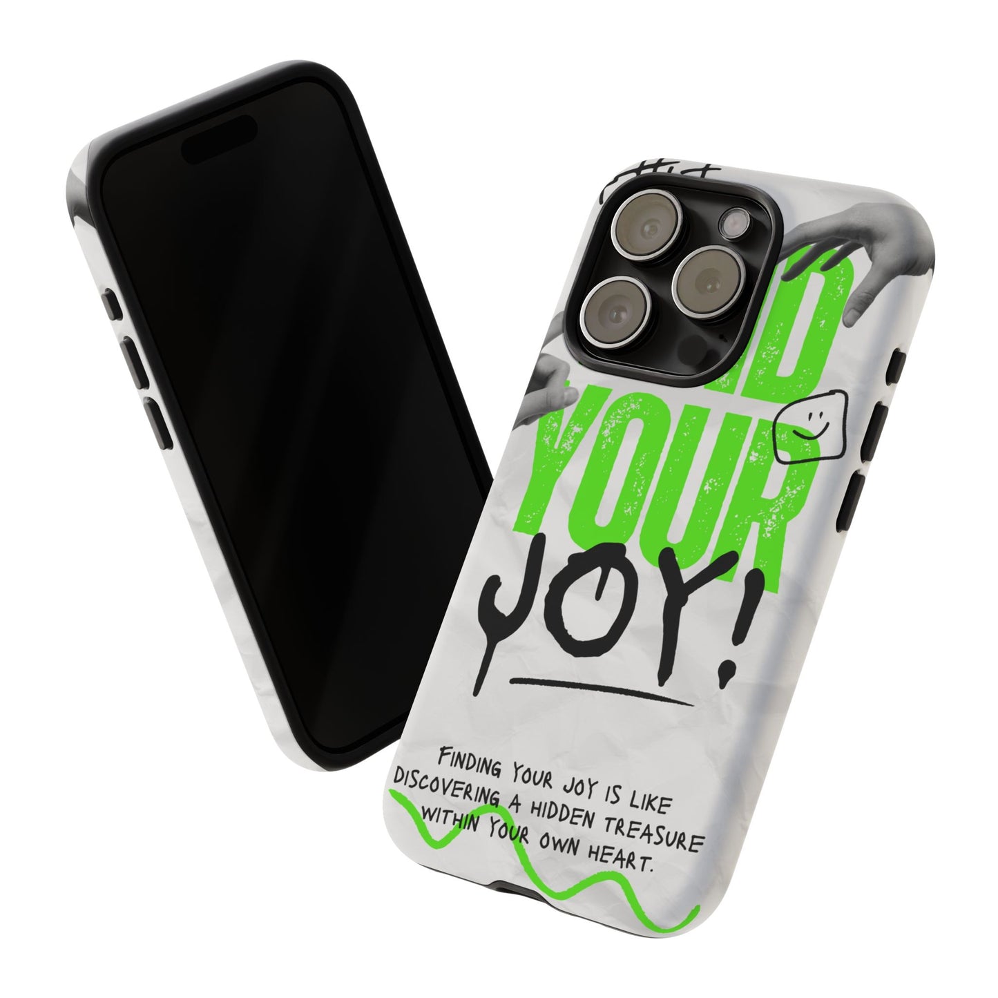 White Green Grunge Find Your Joy Phone Case