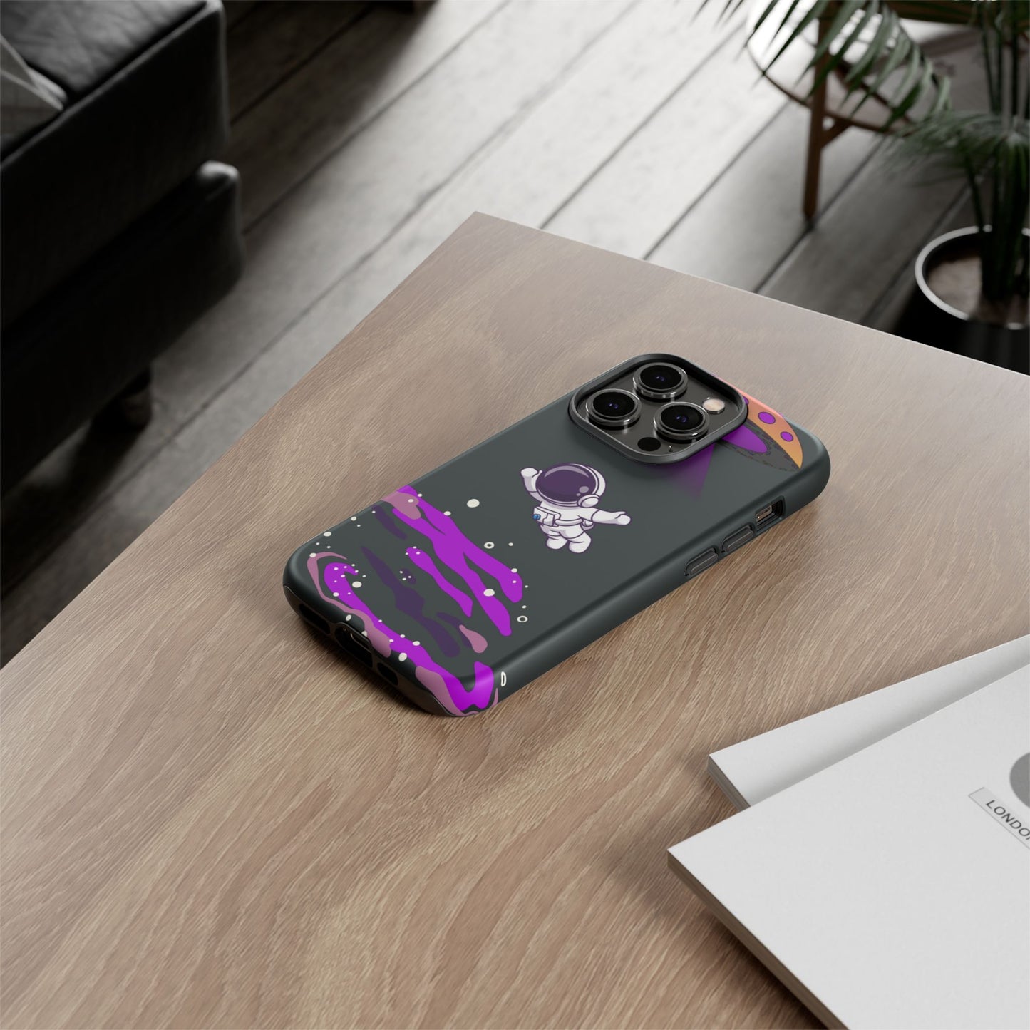 Black and Purple Minimalist Modern Space Phone Case