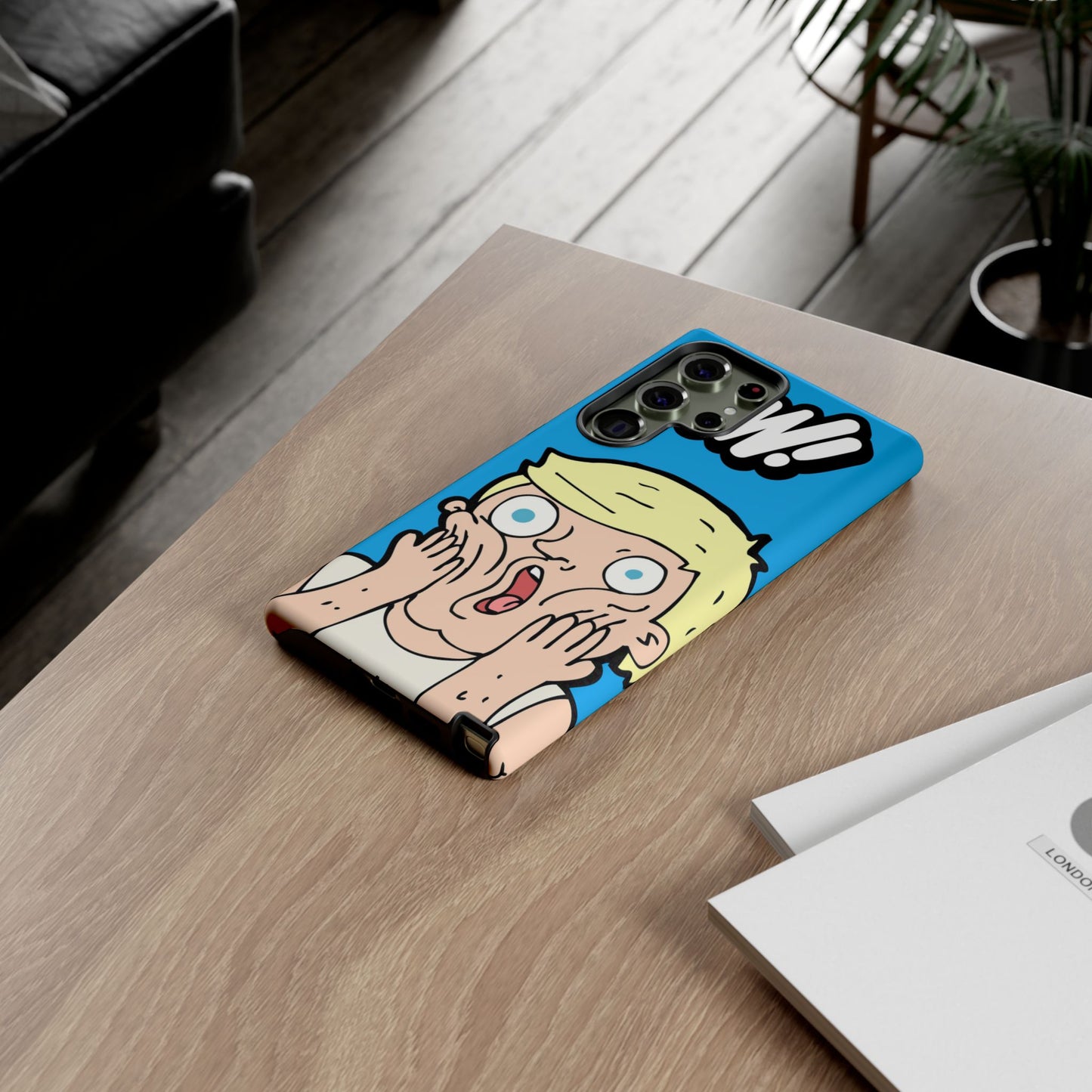 Blue Illustrated Shocked Man Phone Case