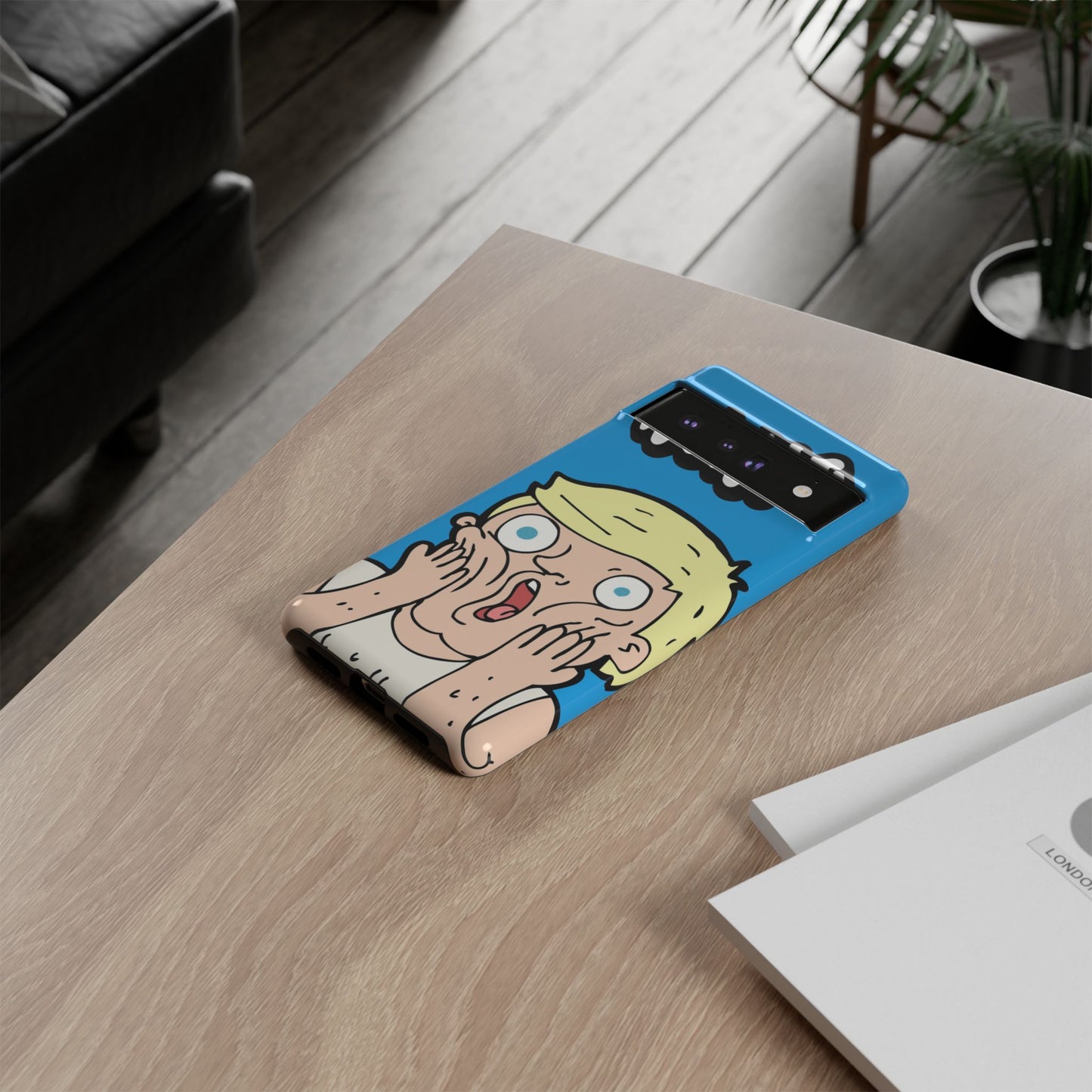 Blue Illustrated Shocked Man Phone Case