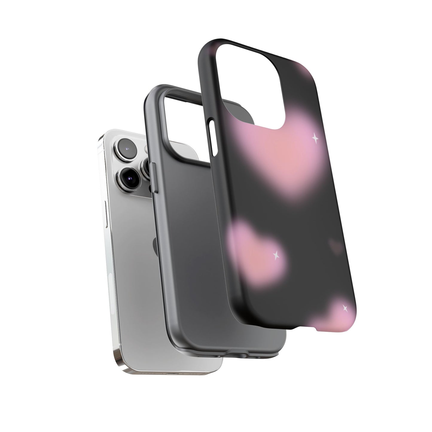 Black and Pink Blurry Heart Phone Case