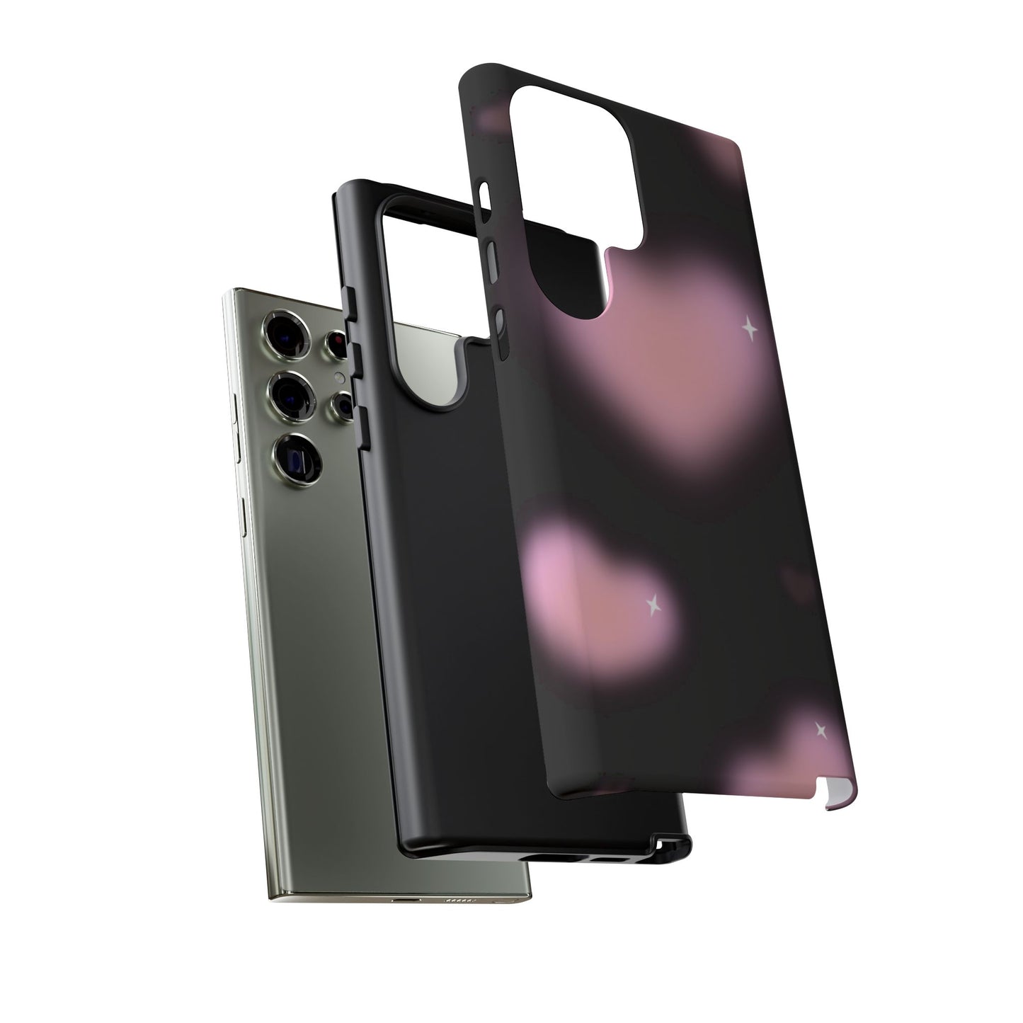 Black and Pink Blurry Heart Phone Case