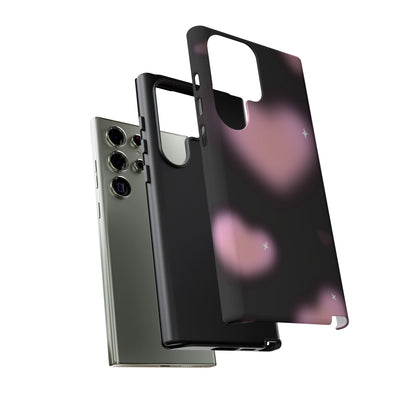 Black and Pink Blurry Heart Phone Case