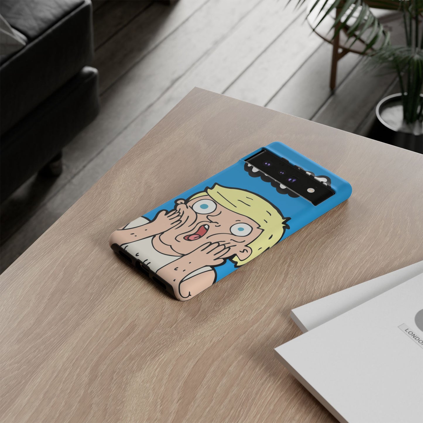 Blue Illustrated Shocked Man Phone Case
