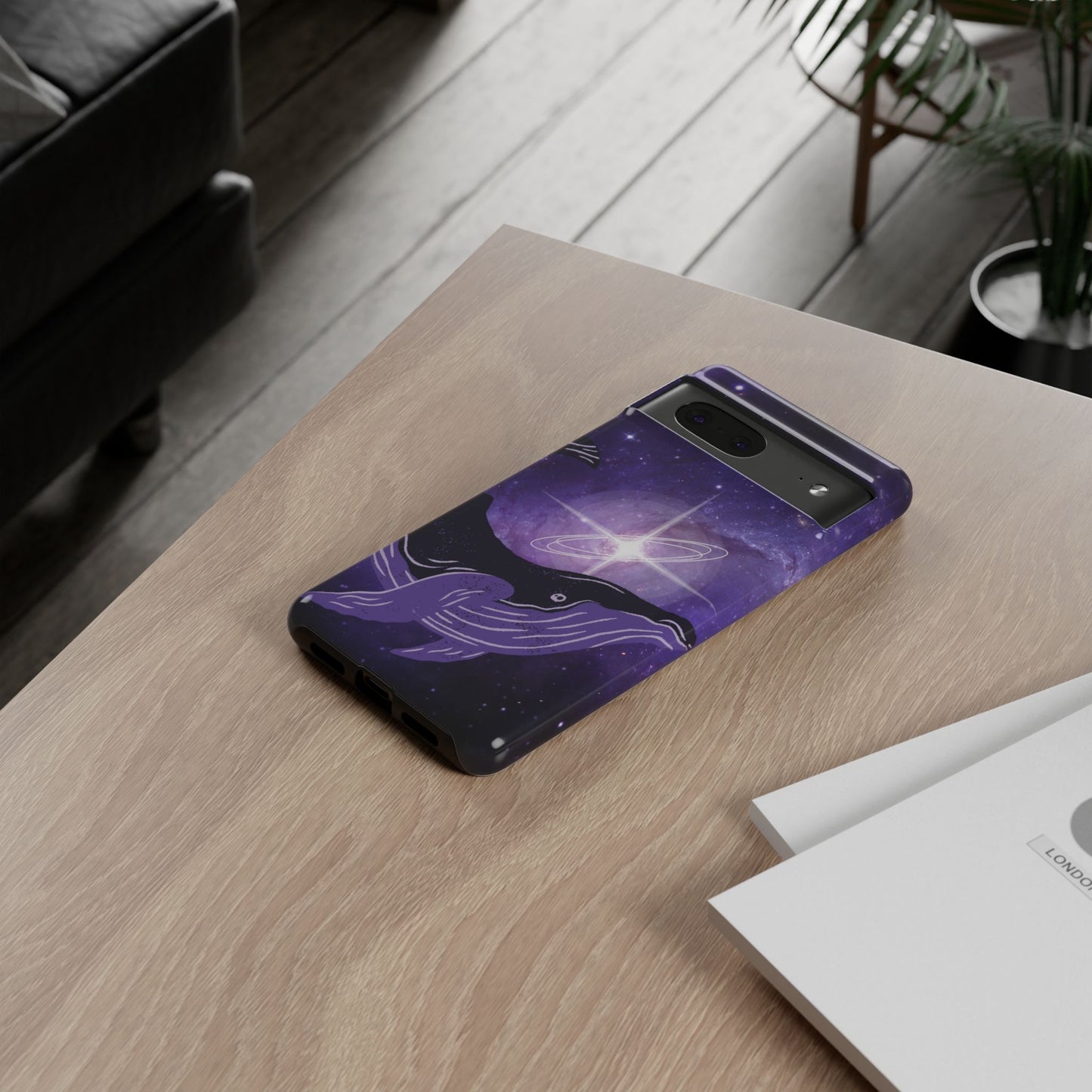 Purple Whale in Outer Space Phone Case