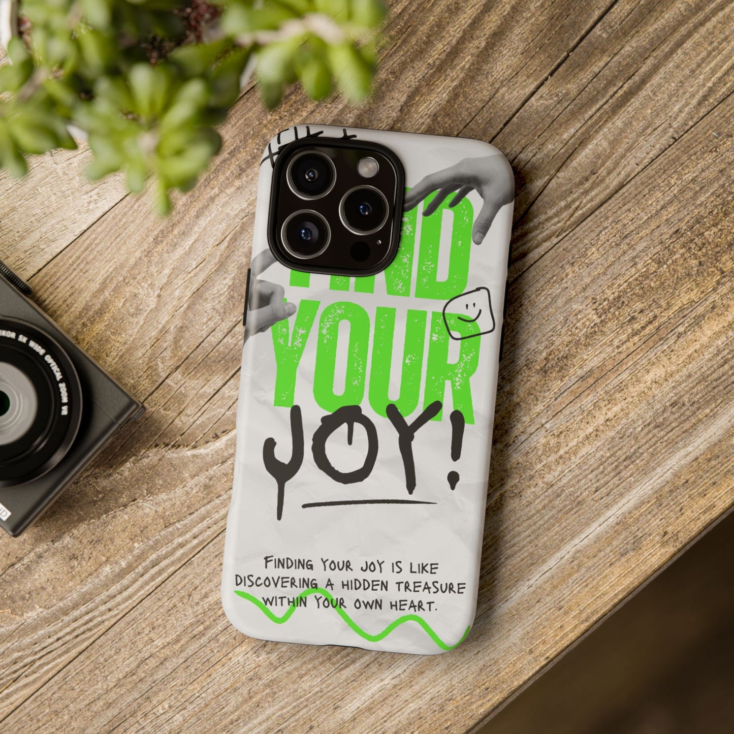 White Green Grunge Find Your Joy Phone Case