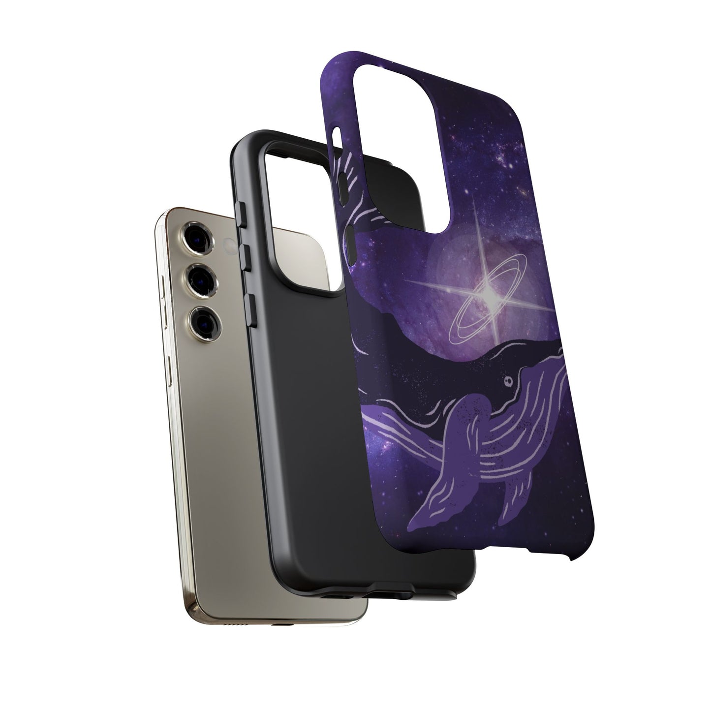 Purple Whale in Outer Space Phone Case