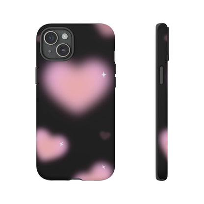 Black and Pink Blurry Heart Phone Case