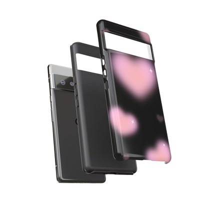 Black and Pink Blurry Heart Phone Case