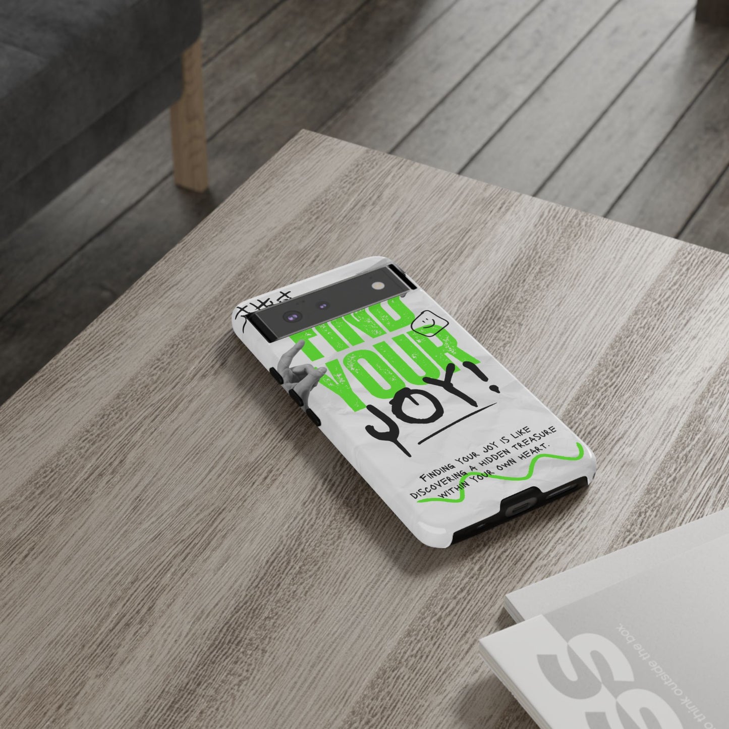 White Green Grunge Find Your Joy Phone Case