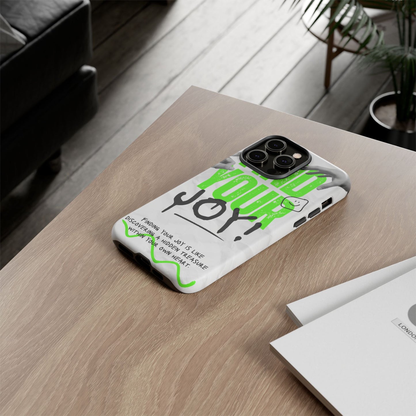 White Green Grunge Find Your Joy Phone Case