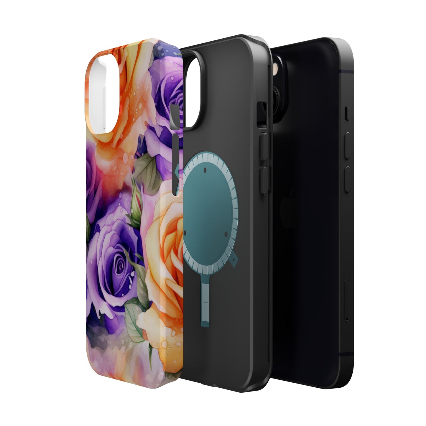 Vibrant Purple and Gold Floral Pattern Magnetic iPhone Case