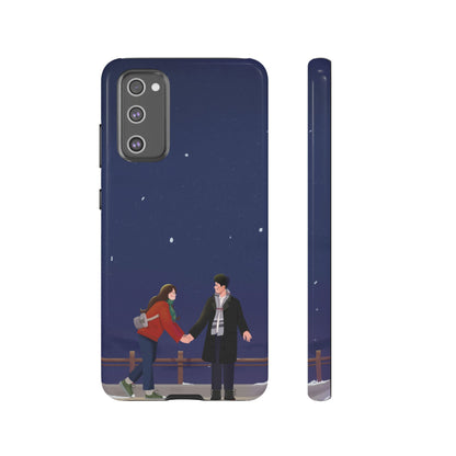 Blue Illustrated Couple and Night Sky Phone Case