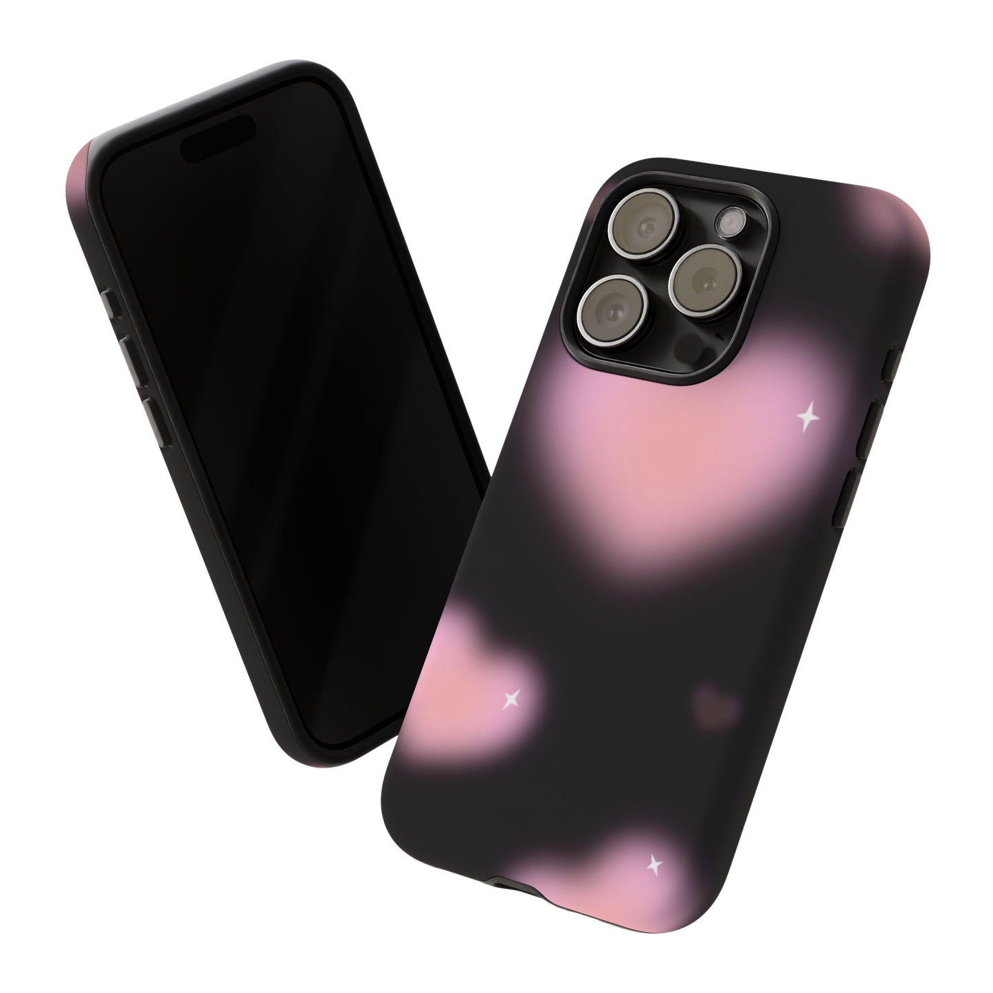 Black and Pink Blurry Heart Phone Case