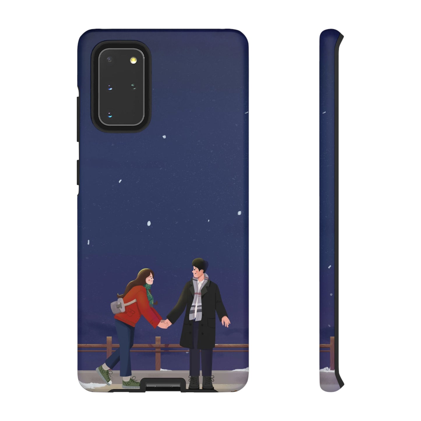 Blue Illustrated Couple and Night Sky Phone Case