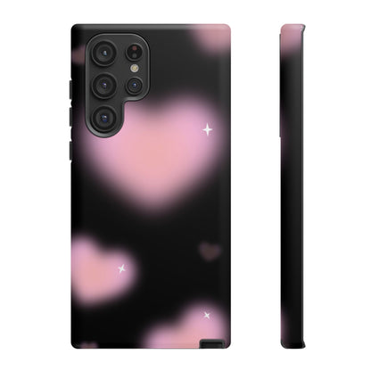 Black and Pink Blurry Heart Phone Case