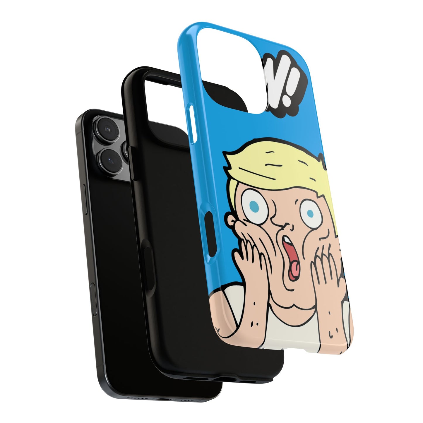 Blue Illustrated Shocked Man Phone Case