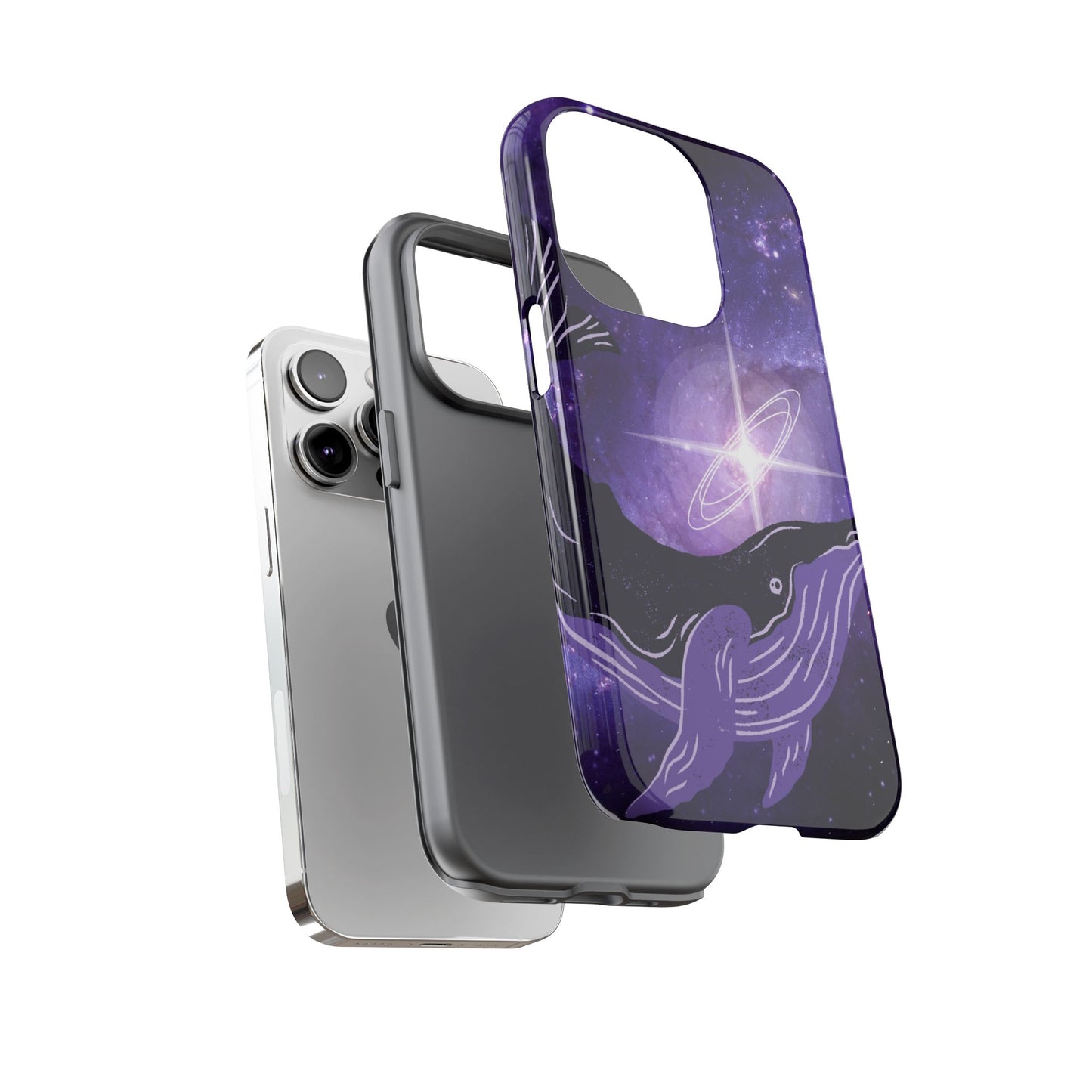Purple Whale in Outer Space Phone Case