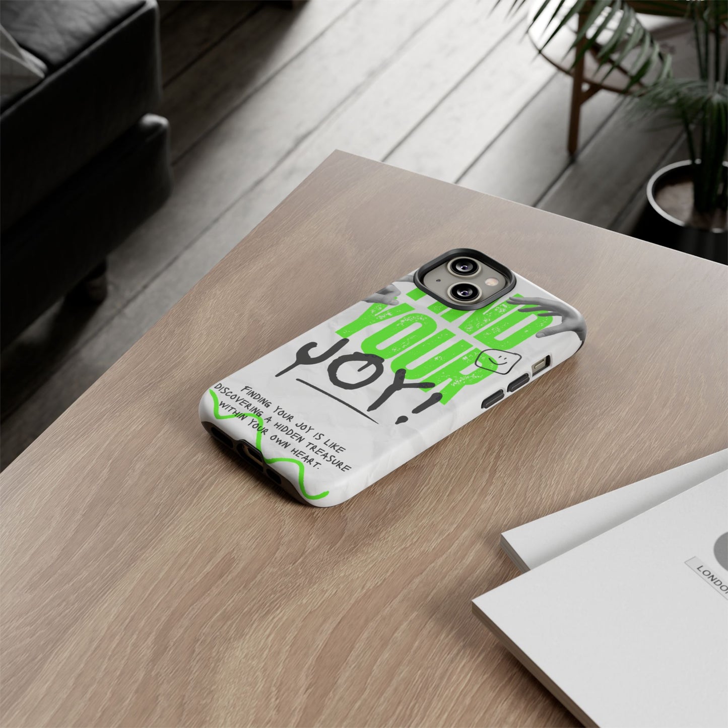 White Green Grunge Find Your Joy Phone Case