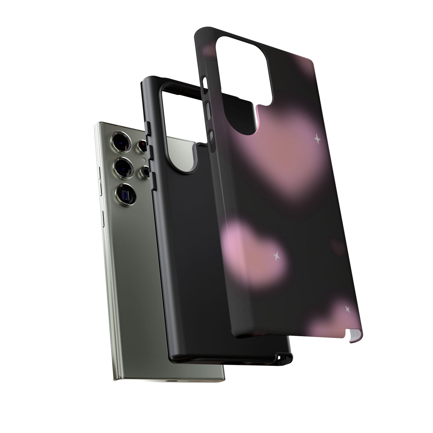 Black and Pink Blurry Heart Phone Case