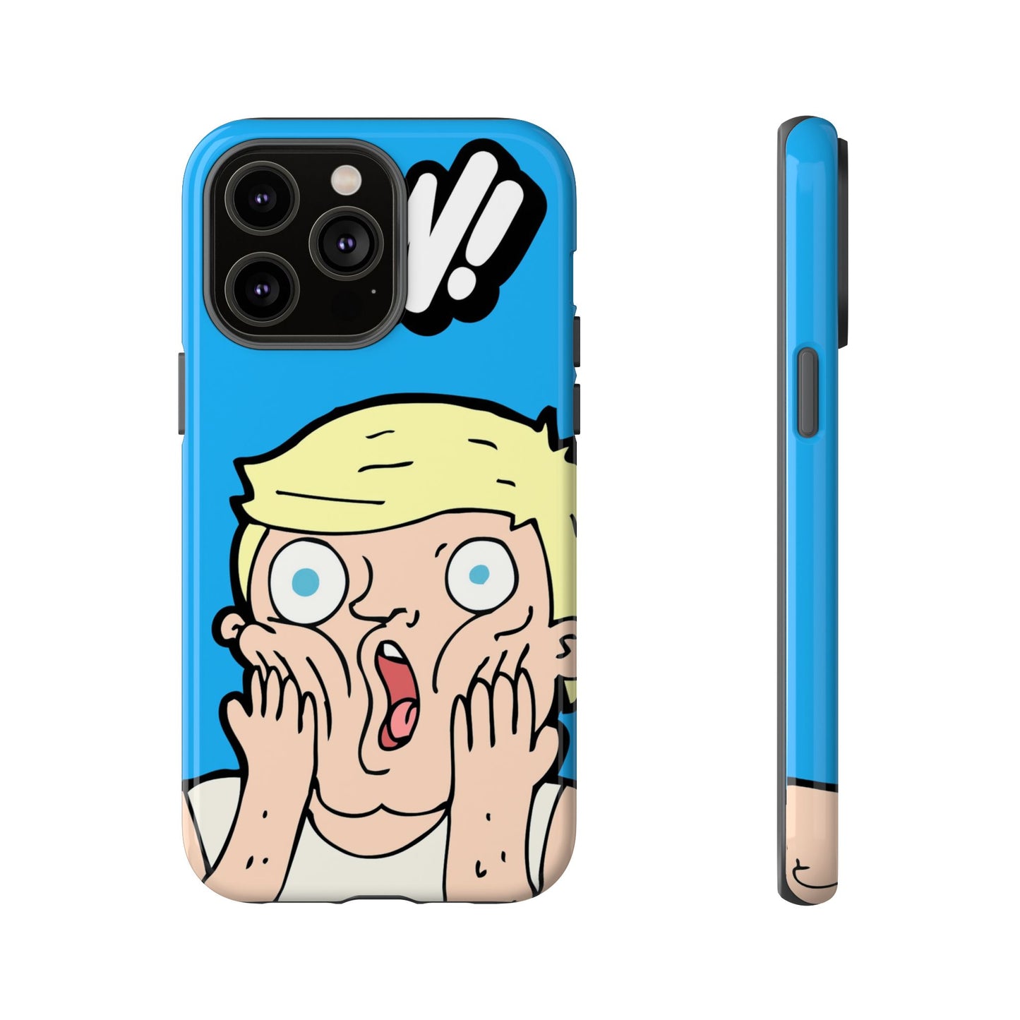 Blue Illustrated Shocked Man Phone Case