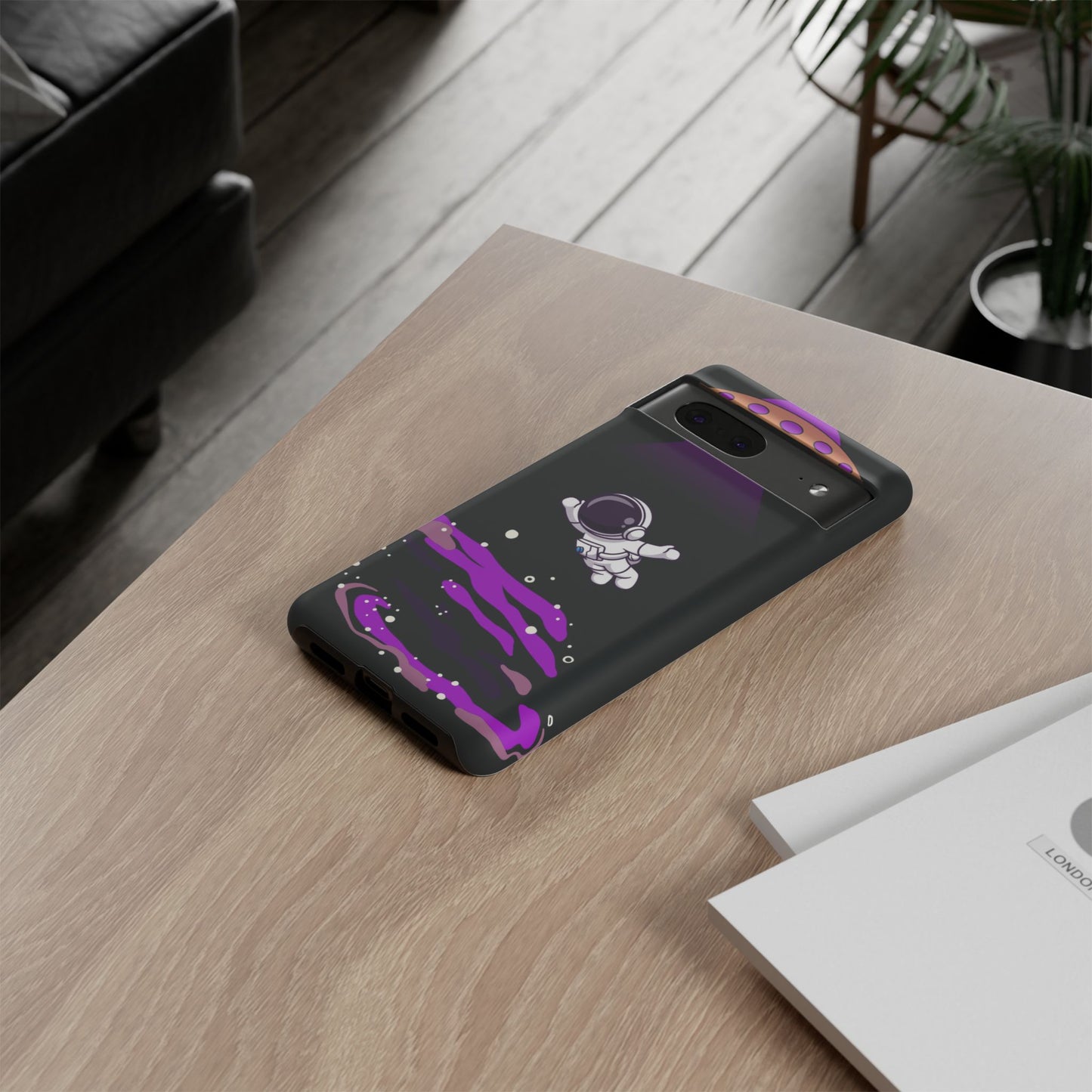 Black and Purple Minimalist Modern Space Phone Case