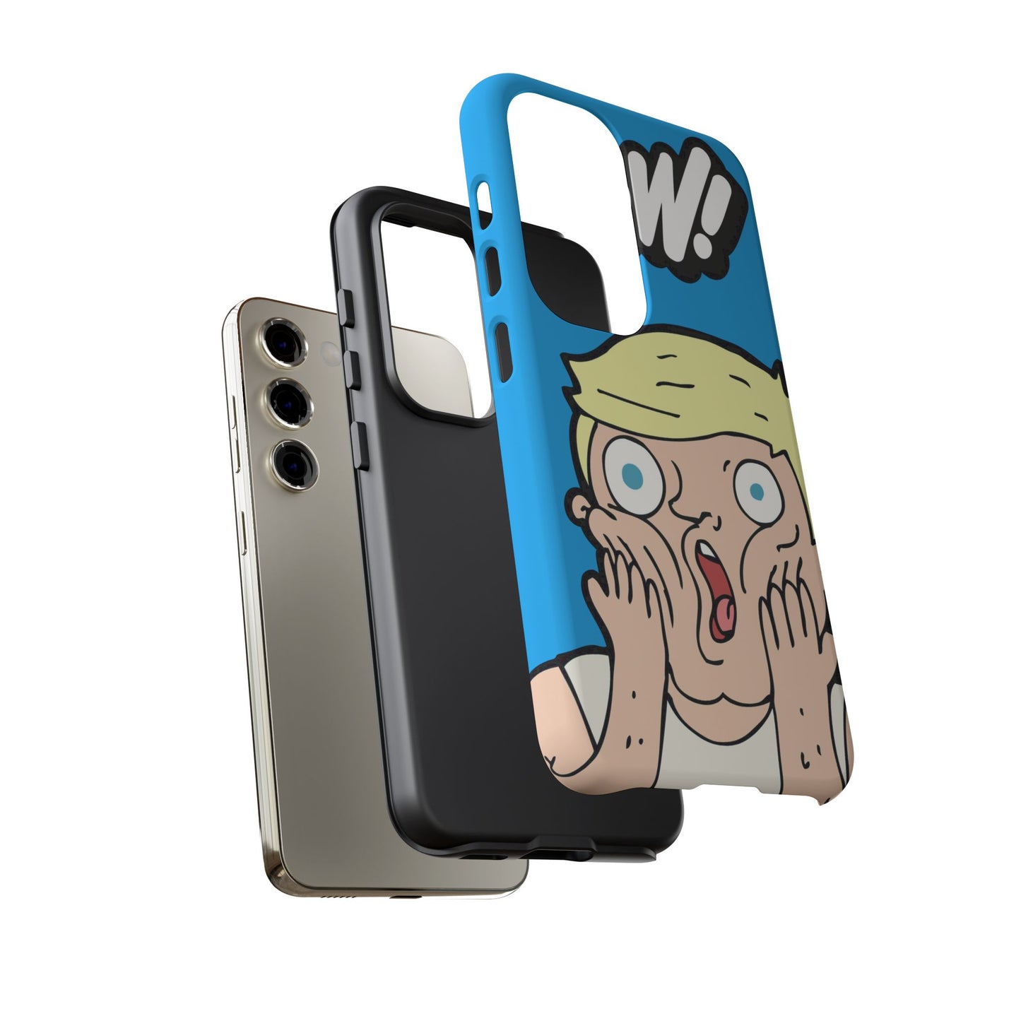 Blue Illustrated Shocked Man Phone Case