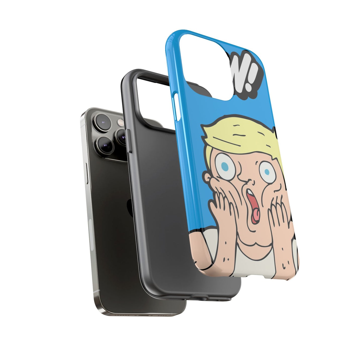 Blue Illustrated Shocked Man Phone Case