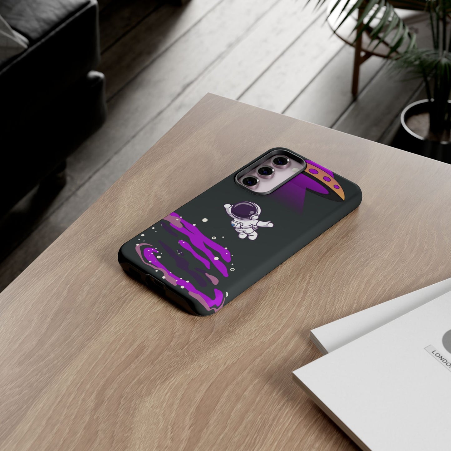 Black and Purple Minimalist Modern Space Phone Case