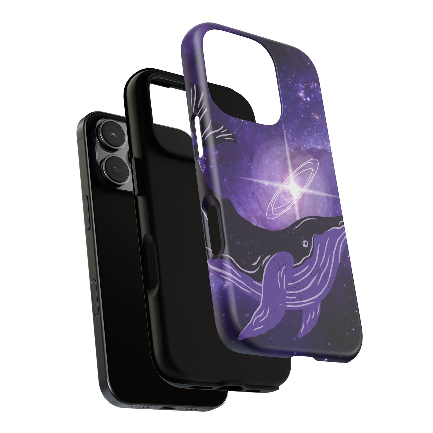 Purple Whale in Outer Space Phone Case