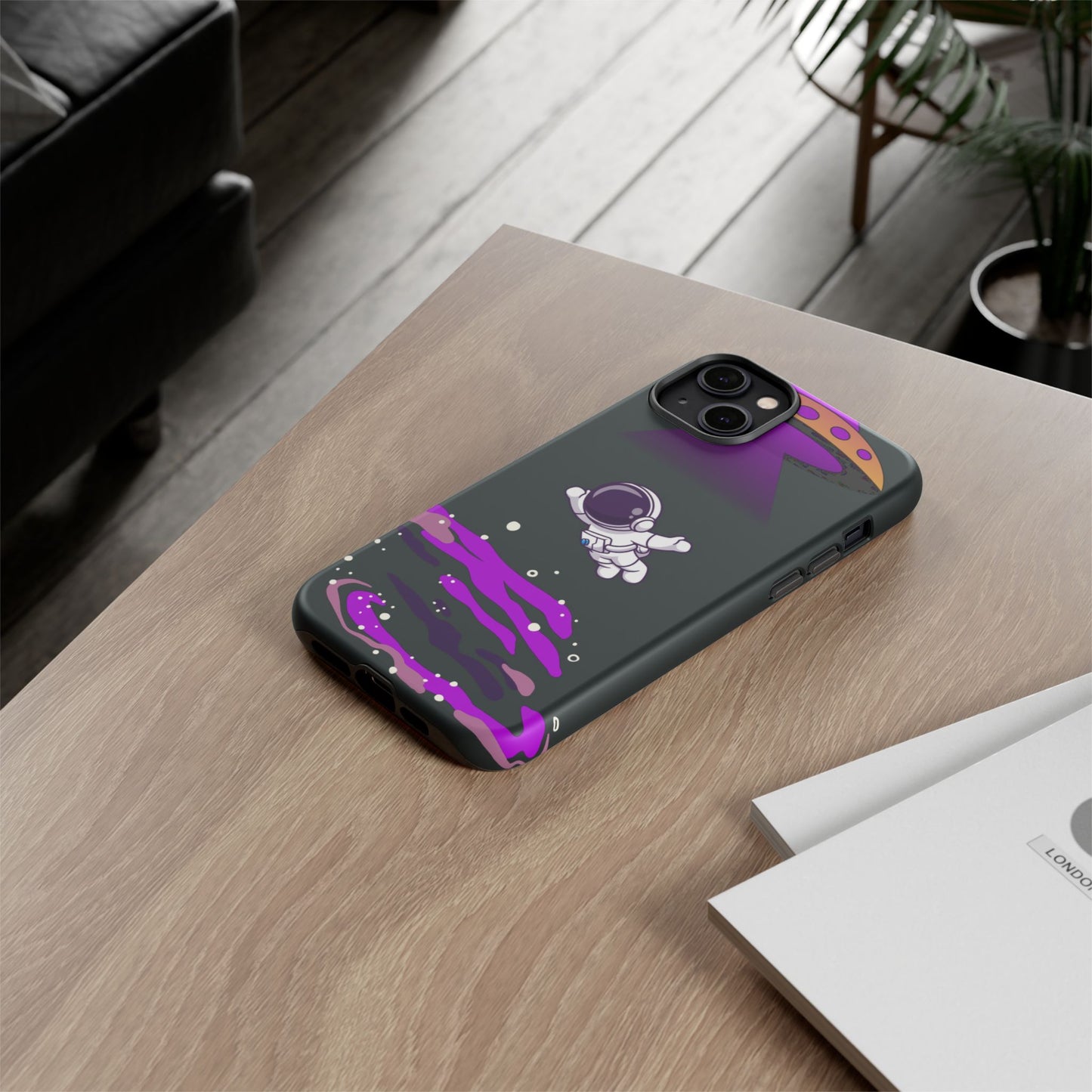 Black and Purple Minimalist Modern Space Phone Case