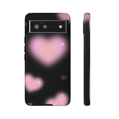 Black and Pink Blurry Heart Phone Case