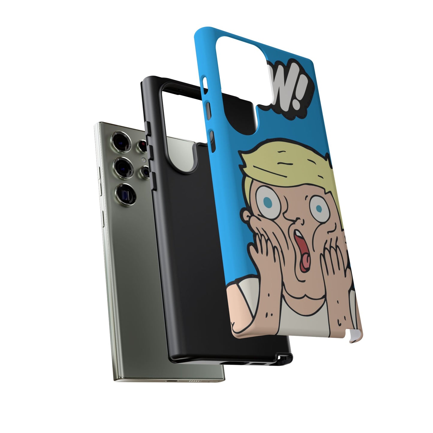 Blue Illustrated Shocked Man Phone Case