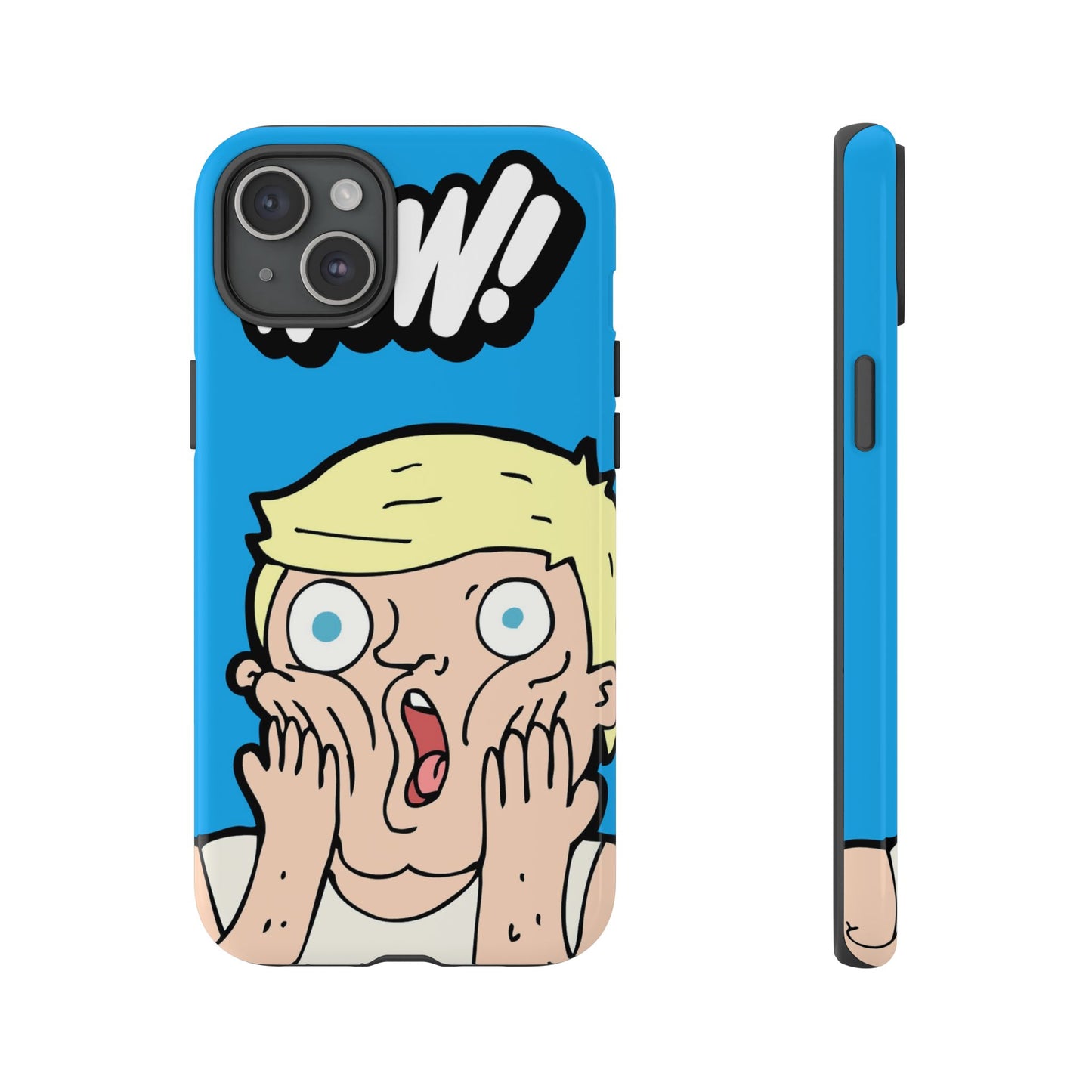 Blue Illustrated Shocked Man Phone Case
